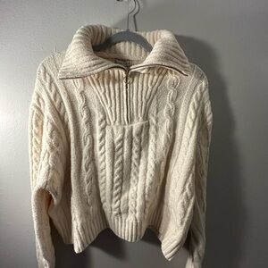 Off-White Cable Knit Turtleneck Sweater